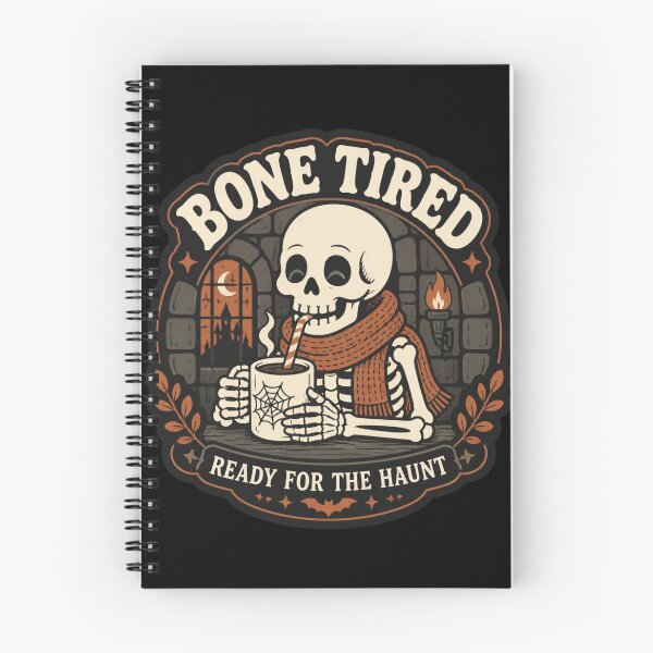 Item preview, Bone Tired Skeleton Coffee Vintage Halloween Shirt Cozy Spooky TTRPG Tee designed and sold by Dice_Goblin_Studio.