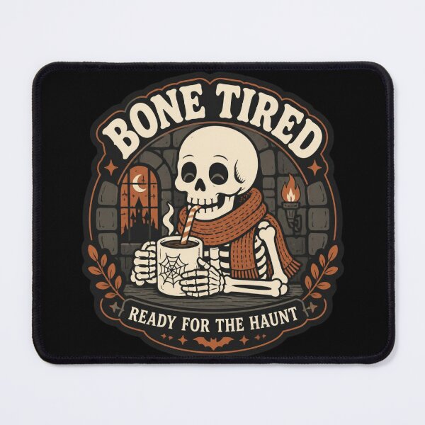 Item preview, Bone Tired Skeleton Coffee Vintage Halloween Shirt Cozy Spooky TTRPG Tee designed and sold by Dice_Goblin_Studio.