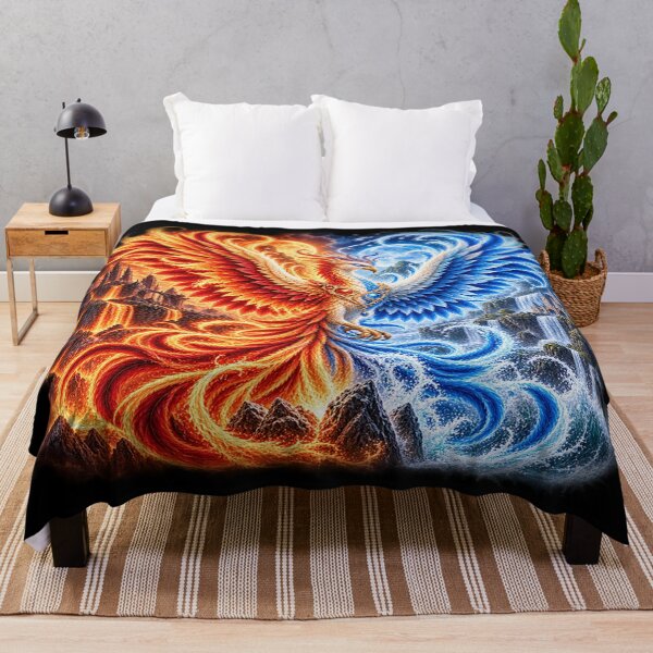 Item preview, Dual Element Phoenix – Fire and Water Fantasy designed and sold by TroviTutto.