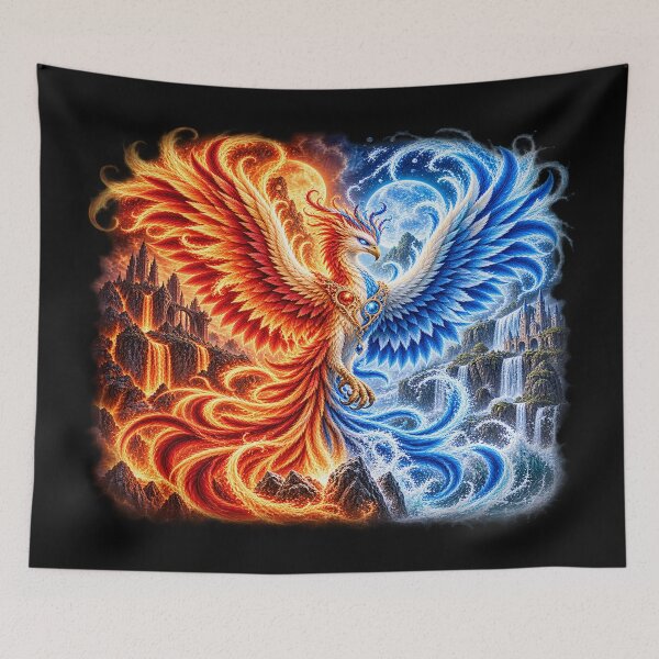 Item preview, Dual Element Phoenix – Fire and Water Fantasy designed and sold by TroviTutto.