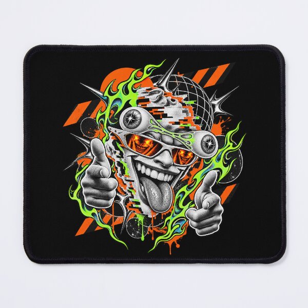 Item preview, Cyber Acid Glitch Grin Neon Flame Finger Guns Art designed and sold by zzz888.