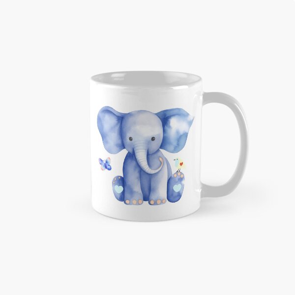 Item preview, Cute blue baby elephant with bird and butterfly designed and sold by Nicoart2077.