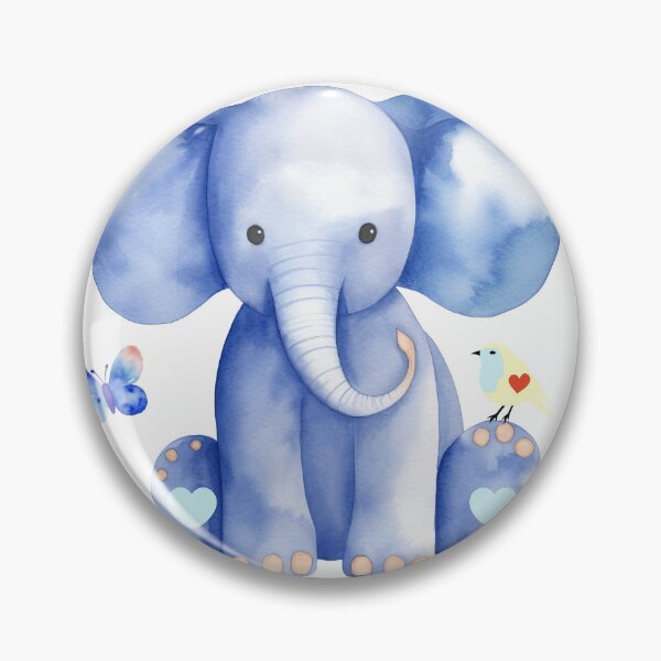 Item preview, Cute blue baby elephant with bird and butterfly designed and sold by Nicoart2077.