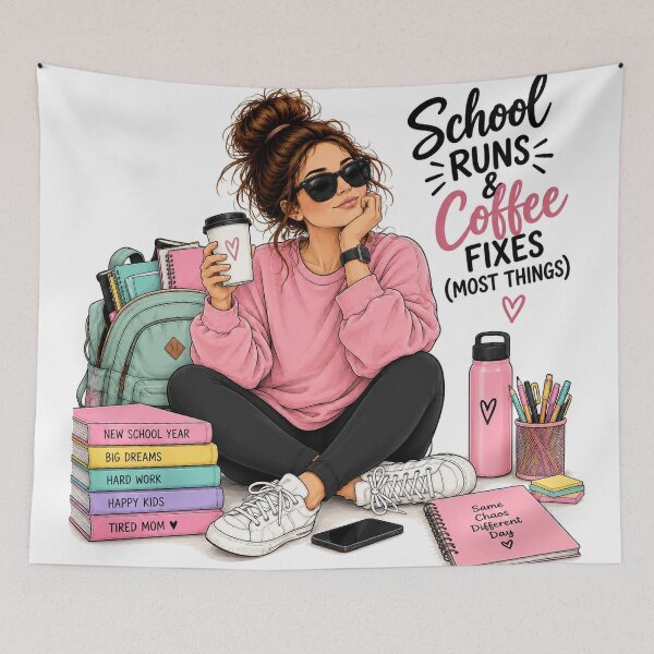 Item preview, School Runs & Coffee Fixes designed and sold by VeraLuta.