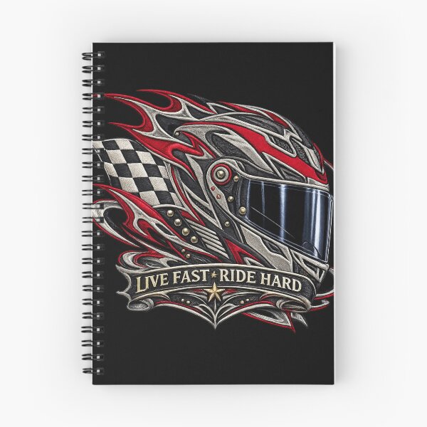 Item preview, Racing Helmet Embroidery – Live Fast Ride Hard Motorsport Streetwear Design designed and sold by Emoji Emblems.