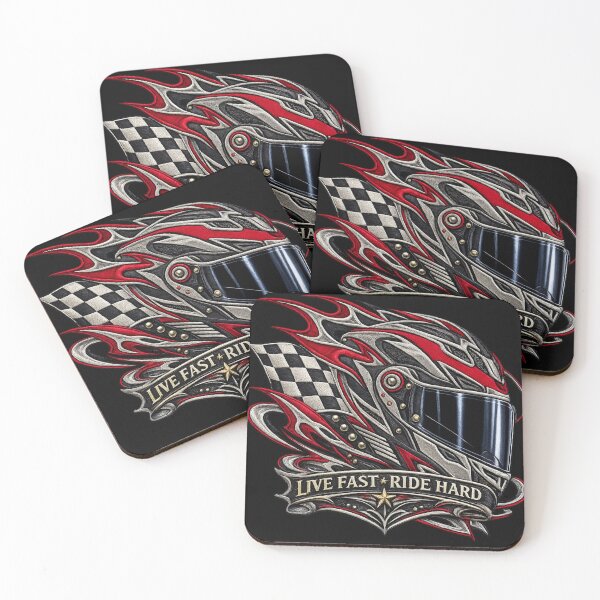 Item preview, Racing Helmet Embroidery – Live Fast Ride Hard Motorsport Streetwear Design designed and sold by Emoji Emblems.