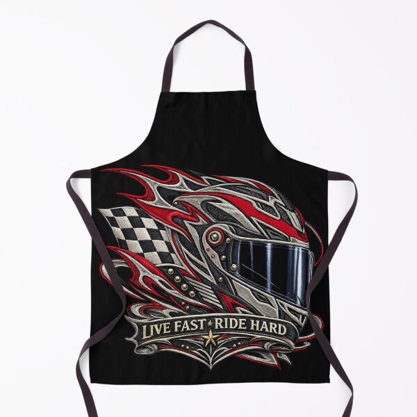 Item preview, Racing Helmet Embroidery – Live Fast Ride Hard Motorsport Streetwear Design designed and sold by Emoji Emblems.