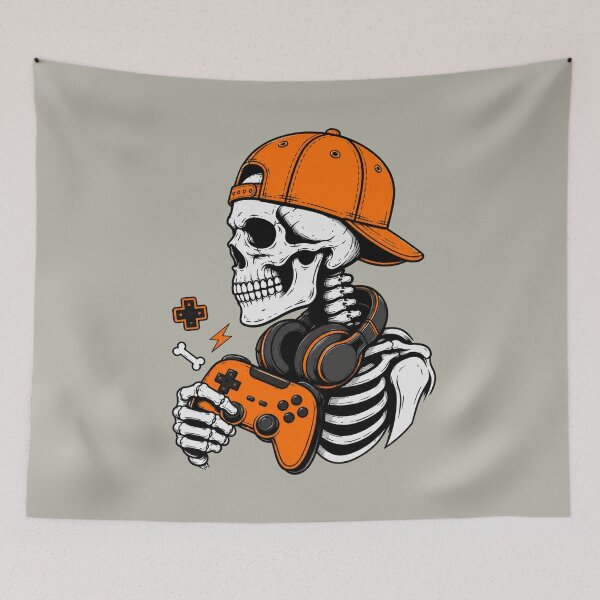 Item preview, Skeleton Playing, Funny Halloween Skeleton Shirt designed and sold by MalwasBasket.