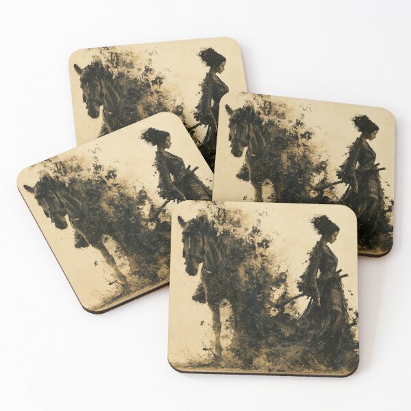 Item preview, Female Samurai & Horse – Japanese Ink Warrior Art designed and sold by GSizzle1.
