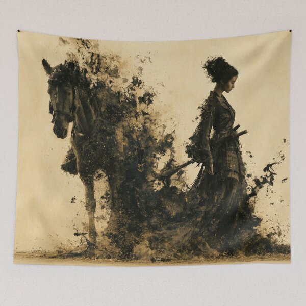 Item preview, Female Samurai & Horse – Japanese Ink Warrior Art designed and sold by GSizzle1.