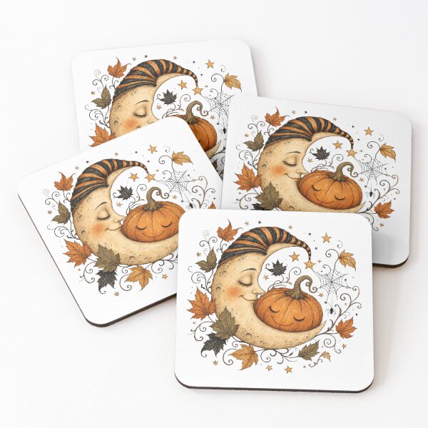 Item preview, Sleepy Moon and Pumpkin designed and sold by JoyfullyOffbeat.