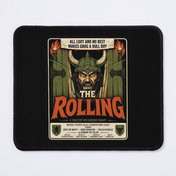 Item preview, The Rolling Barbarian Movie Poster Shirt Funny Horror RPG T-Shirt designed and sold by Dice_Goblin_Studio.