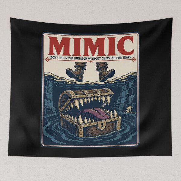 Item preview, Mimic Dungeon Movie Poster Shirt Funny Tabletop RPG Horror Tee designed and sold by Dice_Goblin_Studio.