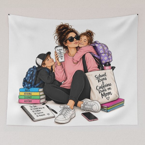 Item preview, School Runs & Coffee Fixes designed and sold by VeraLuta.