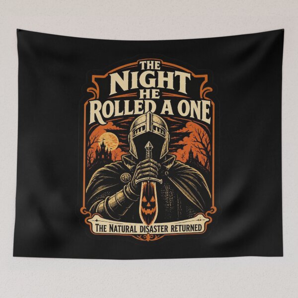 Item preview, The Night He Rolled A One Shirt Vintage Horror Poster RPG Halloween Tee designed and sold by Dice_Goblin_Studio.