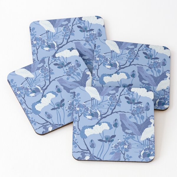 Item preview, Crane Blossom Floral in Tonal Chinoiserie Blue designed and sold by YesterdayColl.