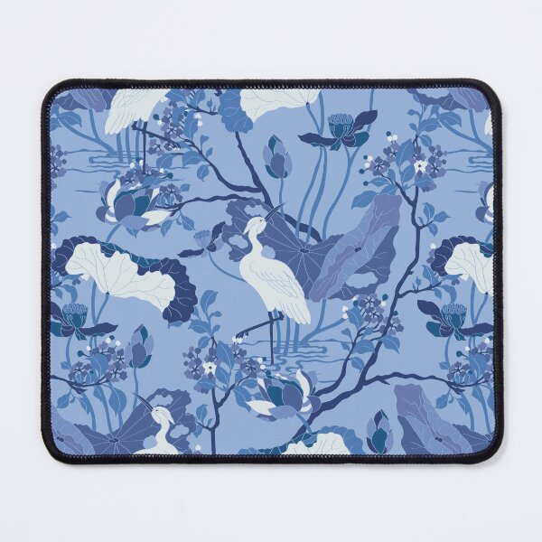 Item preview, Crane Blossom Floral in Tonal Chinoiserie Blue designed and sold by YesterdayColl.