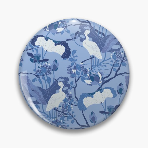 Item preview, Crane Blossom Floral in Tonal Chinoiserie Blue designed and sold by YesterdayColl.
