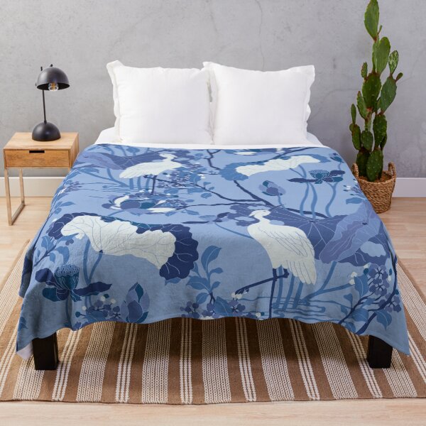 Item preview, Crane Blossom Floral in Tonal Chinoiserie Blue designed and sold by YesterdayColl.