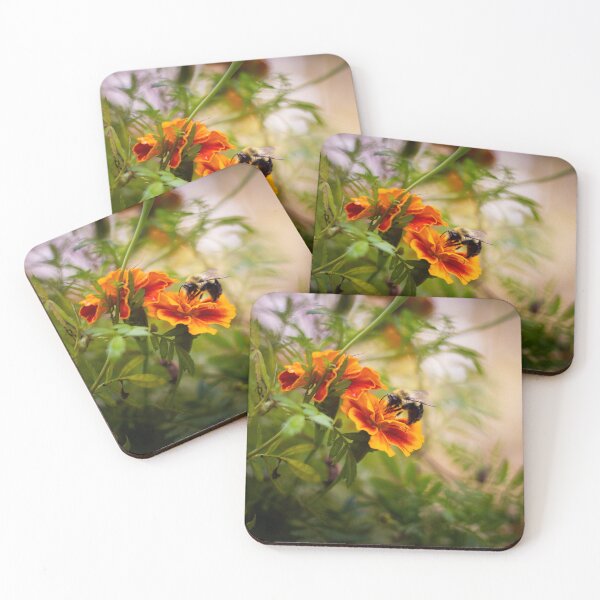 Item preview, Honey Bee on Marigold designed and sold by PhotoArtbyGrace.