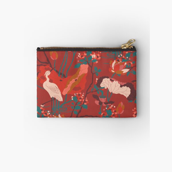 Item preview, Crane Blossom Floral in Red + Rust Orange designed and sold by YesterdayColl.