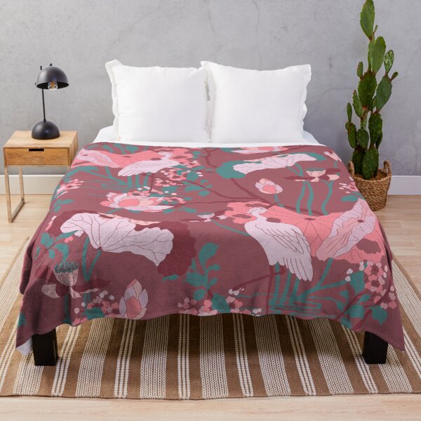 Item preview, Crane Blossom Floral in Mauve + Rose designed and sold by YesterdayColl.