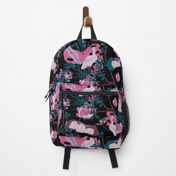 Item preview, Crane Blossom Floral in Black + Mauve designed and sold by YesterdayColl.
