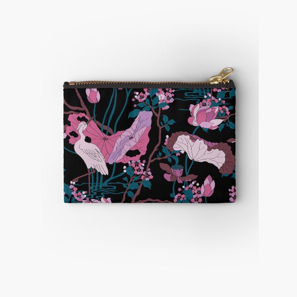 Item preview, Crane Blossom Floral in Black + Mauve designed and sold by YesterdayColl.