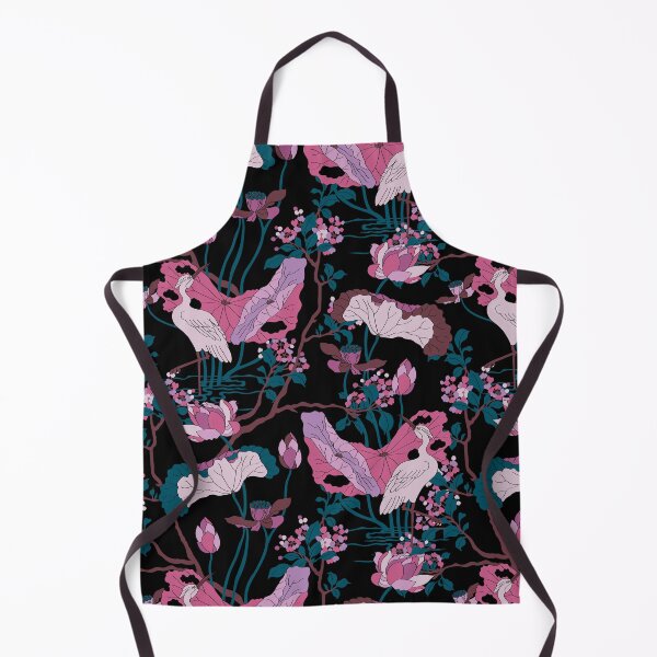 Item preview, Crane Blossom Floral in Black + Mauve designed and sold by YesterdayColl.