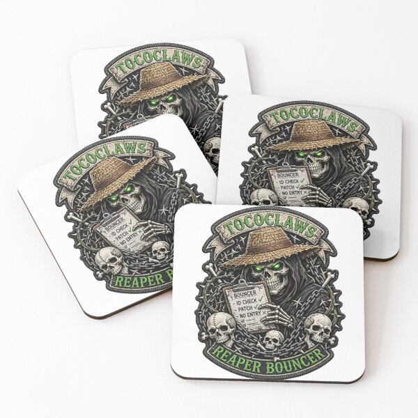 Item preview, Reaper Bouncer Straw Hat Skeleton | Biker Patch Graphic designed and sold by TOCOCLAWS.