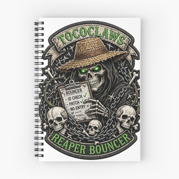 Item preview, Reaper Bouncer Straw Hat Skeleton | Biker Patch Graphic designed and sold by TOCOCLAWS.