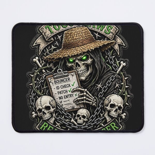 Item preview, Reaper Bouncer Straw Hat Skeleton | Biker Patch Graphic designed and sold by TOCOCLAWS.