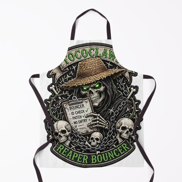 Item preview, Reaper Bouncer Straw Hat Skeleton | Biker Patch Graphic designed and sold by TOCOCLAWS.