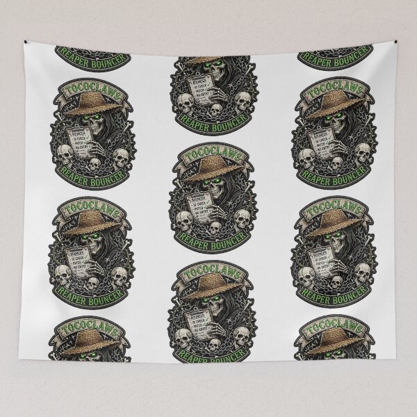 Item preview, Reaper Bouncer Straw Hat Skeleton | Biker Patch Graphic designed and sold by TOCOCLAWS.