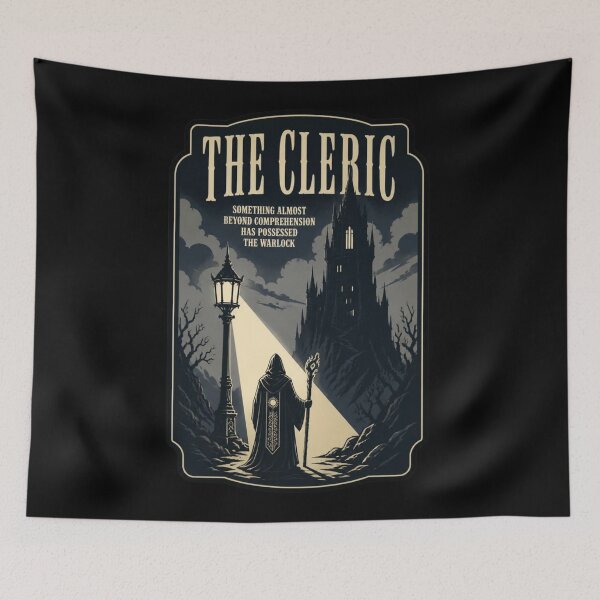 Item preview, The Cleric Movie Poster Shirt Vintage Supernatural Horror RPG Tee designed and sold by Dice_Goblin_Studio.