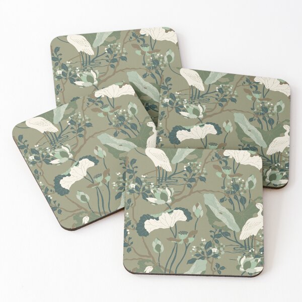 Item preview, Crane Blossom Floral in Tonal Sage Green designed and sold by YesterdayColl.