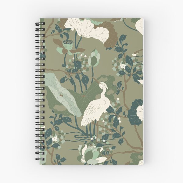 Item preview, Crane Blossom Floral in Tonal Sage Green designed and sold by YesterdayColl.