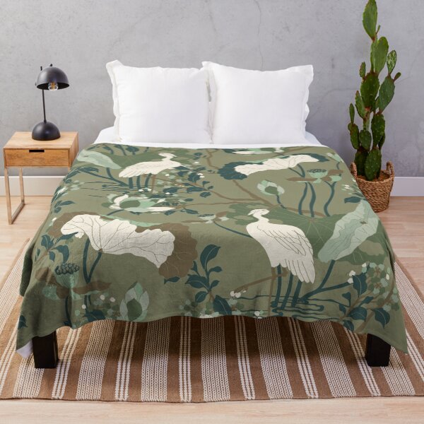 Item preview, Crane Blossom Floral in Tonal Sage Green designed and sold by YesterdayColl.