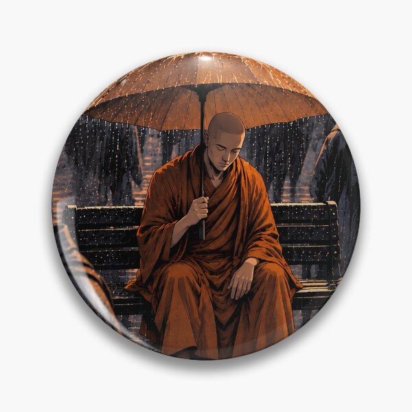 Item preview, Stillness in the Rain – Monk Meditation Art designed and sold by SacredLensV.