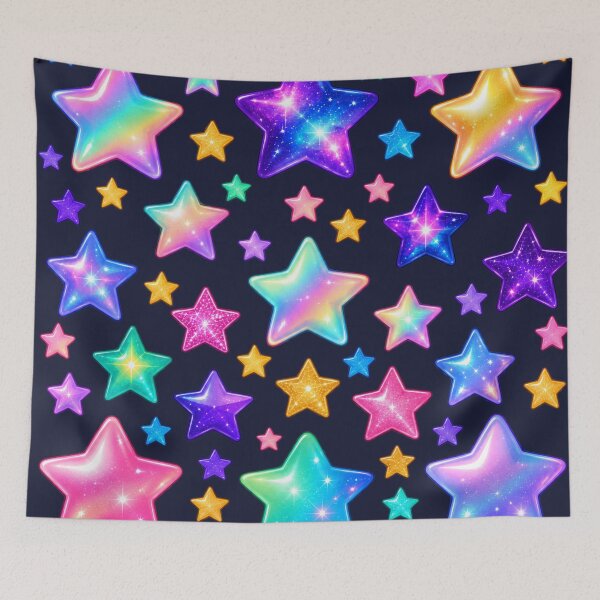 Item preview, Fantasy Galaxy Stars – Colorful Holographic & Glitter Star Pattern designed and sold by HO•Designs.