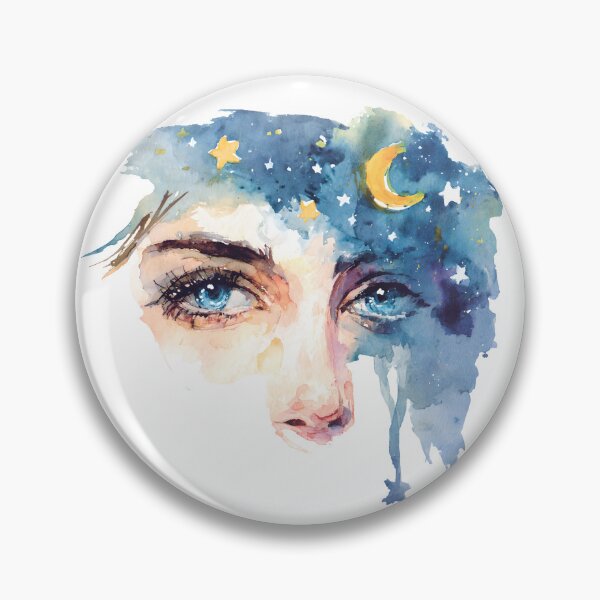 Item preview, watercolor painting portrait and starry night sky designed and sold by kennaplate.