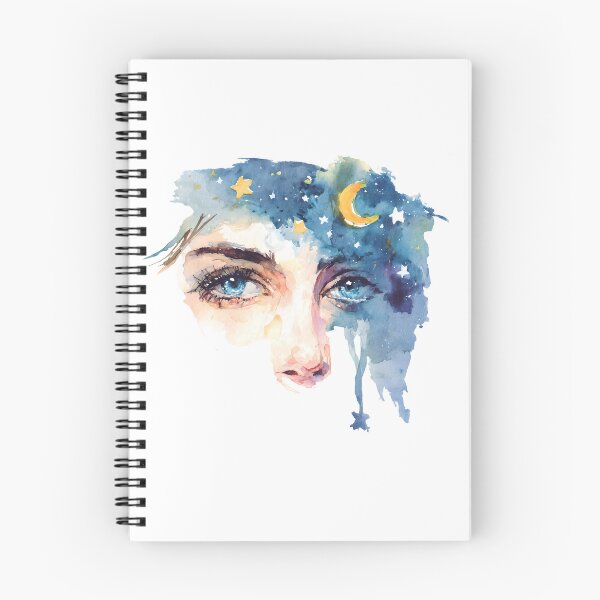Item preview, watercolor painting portrait and starry night sky designed and sold by kennaplate.