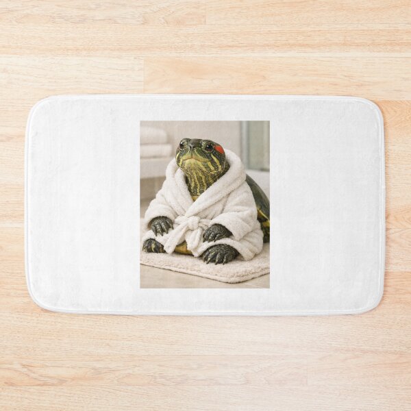 Item preview, Red Eared Slider Turtle White Bathrobe designed and sold by Sillytoe.
