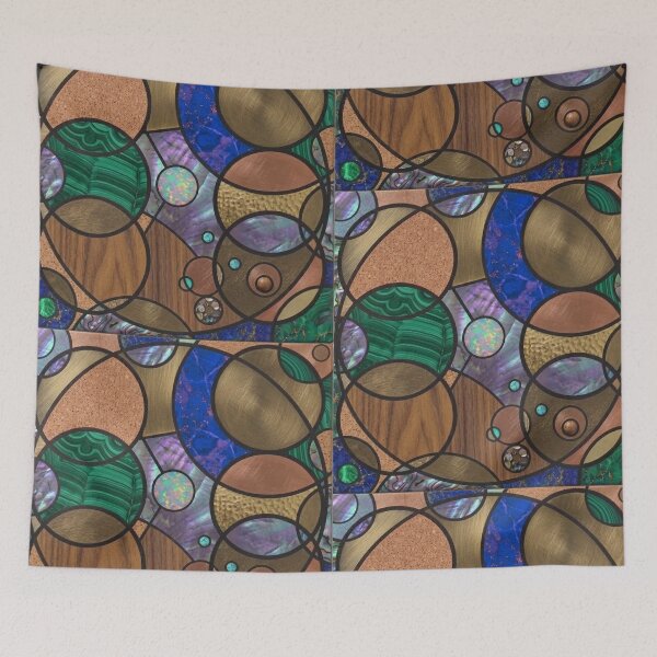 Item preview, Modern Geometric Wood and Brass Inlay Abstract Art designed and sold by Billys-Orbit.