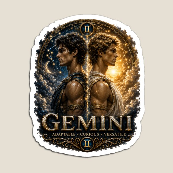 Item preview, Gemini Zodiac Twins – Adaptable Curious Versatile Celestial Astrology Art designed and sold by Classic Chaos Creations.
