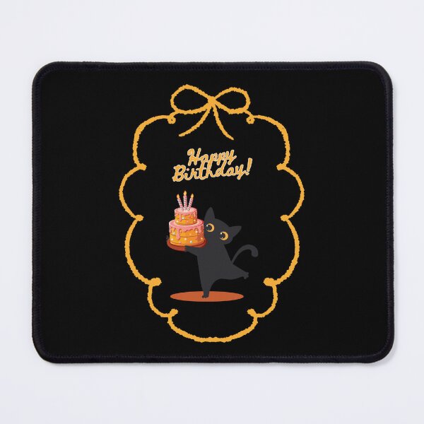 Item preview, Cute Black Cat Birthday Cake Scallop Frame designed and sold by creativerooney.