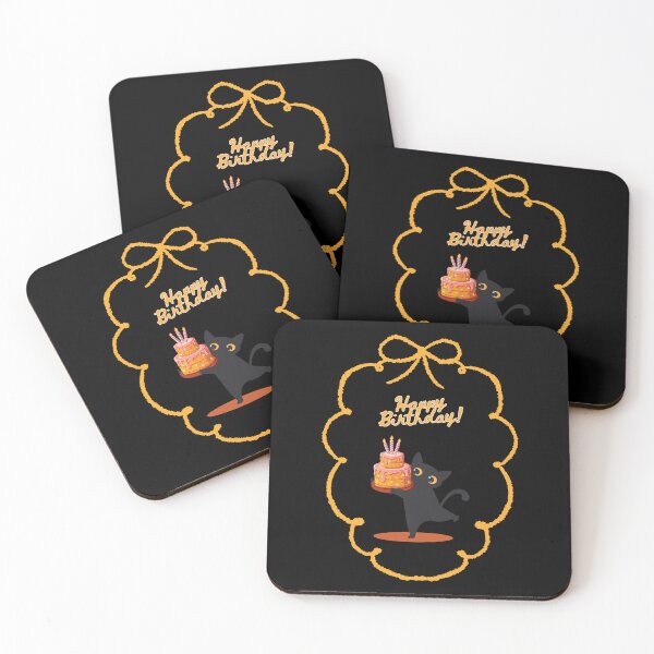 Item preview, Cute Black Cat Birthday Cake Scallop Frame designed and sold by creativerooney.