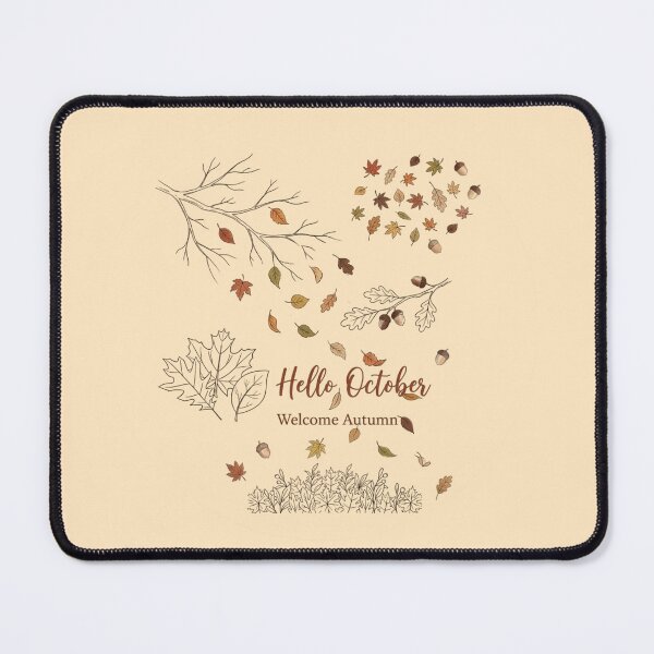 Item preview, Hello October Minimalist Fall Botanical Line Art Neutral Earth Tones Print designed and sold by ORIGINS LINES.