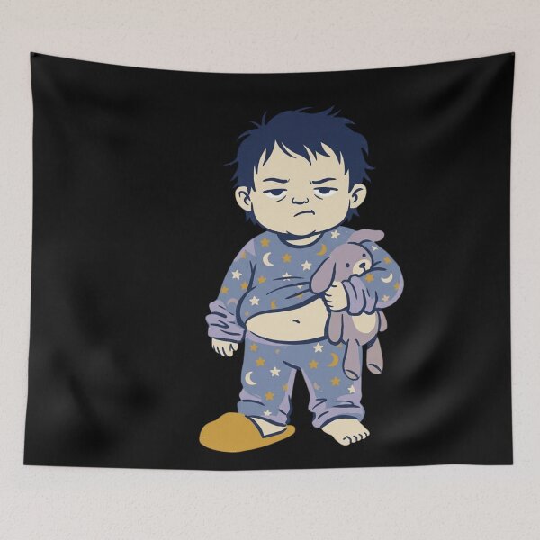 Item preview, Grumpy Toddler Bedtime Morning Mood Funny Vintage Cartoon Art designed and sold by mood-draftsman.