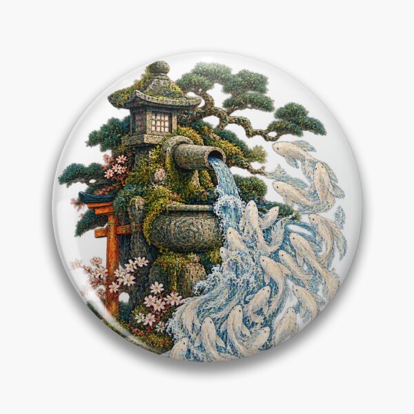 Item preview, The Fountain of the White Fish – Mystical Japanese Ukiyo-e Waterfall designed and sold by Substance_life.